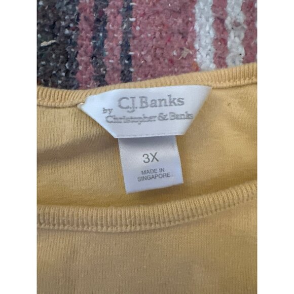 CJ Banks Womens 3X Beige Short Sleeve 100% Cotton T-Shirt Cozy Basic - Picture 2 of 5